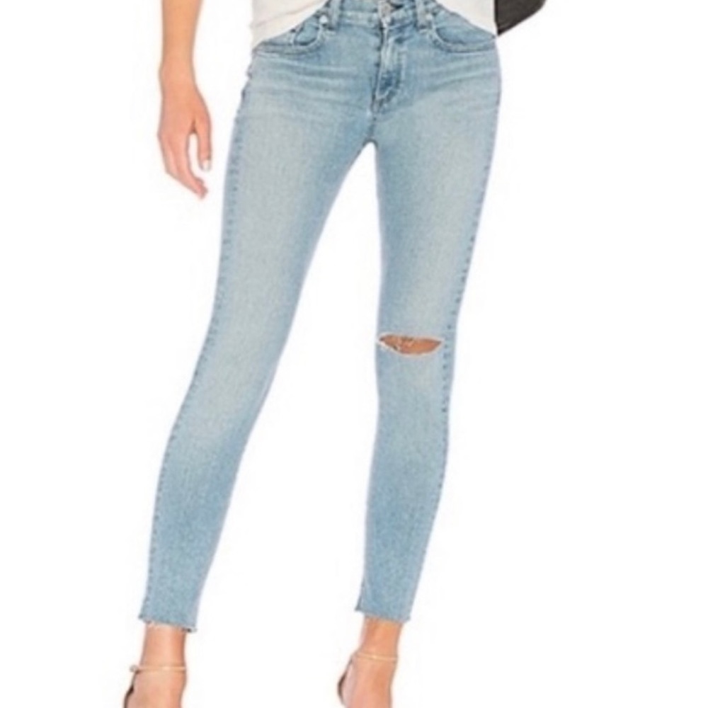 𝅺RAG & BONE Ankle Skinny Lena distressed jeans size 25 cropped 9 inch rise EUC